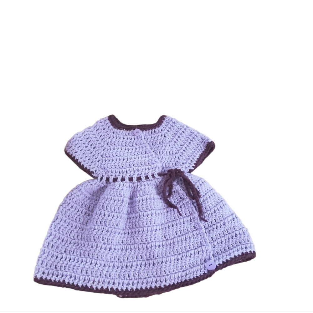 Handmade Baby Girl 0-3 Months Purple Adjustable Wrap Dress